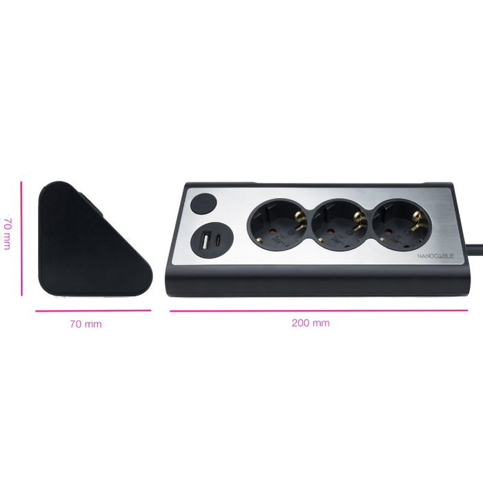 Nanocable Regleta de Sobremesa con 3 Tomas y 2 USB, Negro Nanocable Regleta de Sobremesa con 3 Tomas y 2 USB, Negro